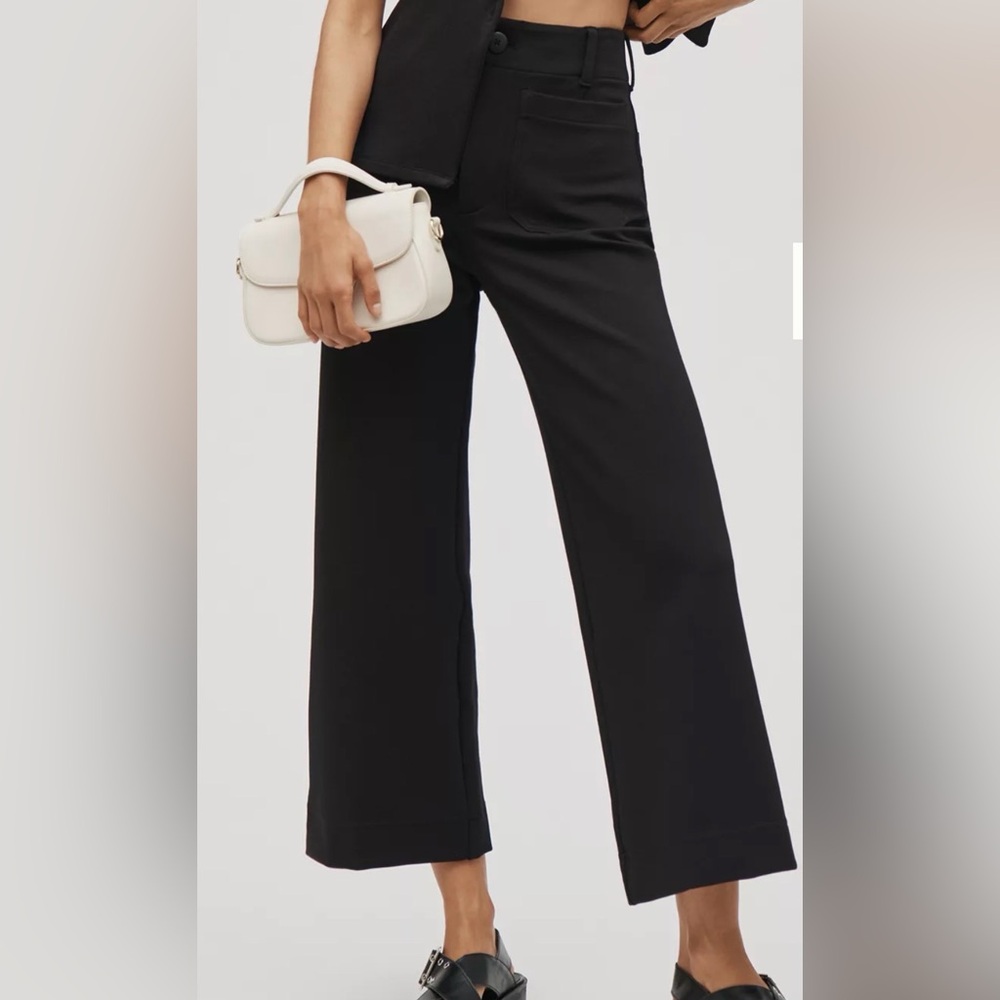 Anthropologie Black Wide-Leg High-Rise Pants